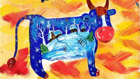 Символ 2021 года рисунок гуашью