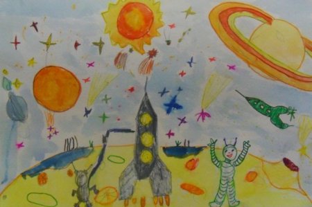 Рисование полет на другую планету