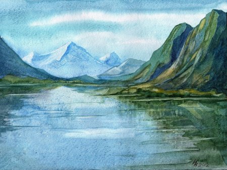 Пейзаж цветными карандашами