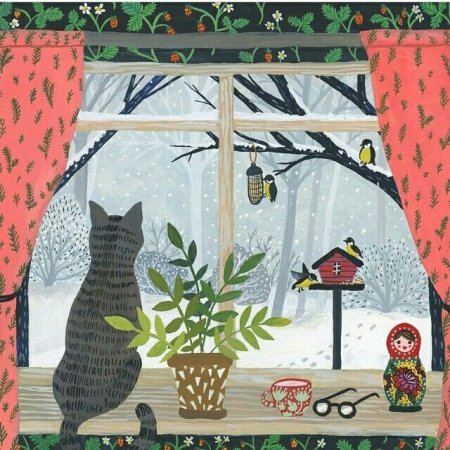 Кошка на окошке для детей