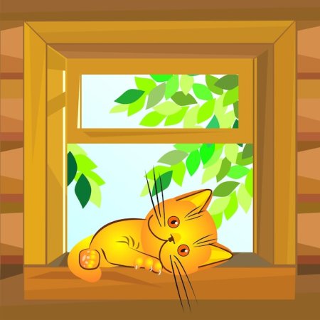 Кошка на окошке для детей
