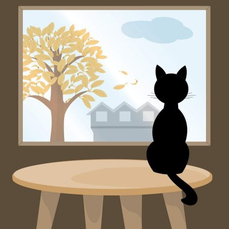 Силуэт кота на подоконнике