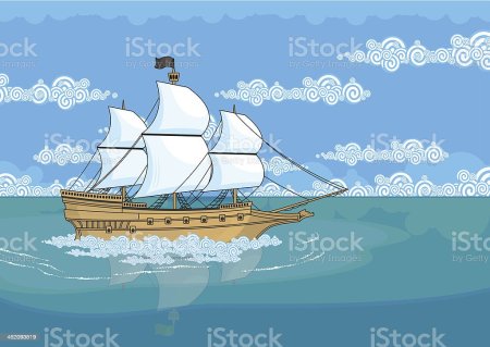 Дети на корабле плывут по морю
