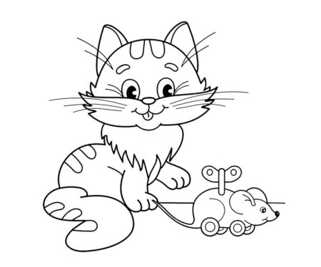 Раскраска кот и мыши для детей