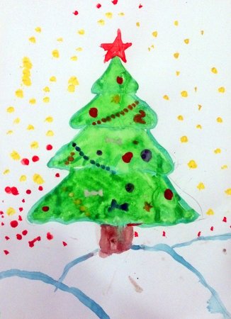 Рисование Новогодняя елочка
