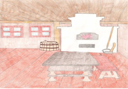 Внутреннее убранство русской избы рисунки