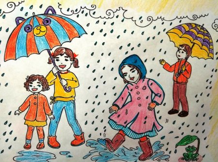 Рисование для детей дождливое лето