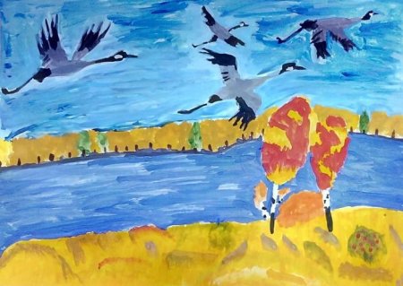 Рисование птицы на кормушке