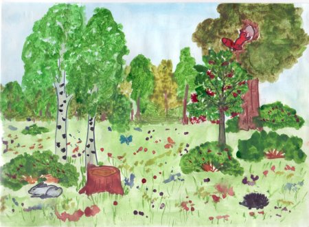 Рисунок леса для детей