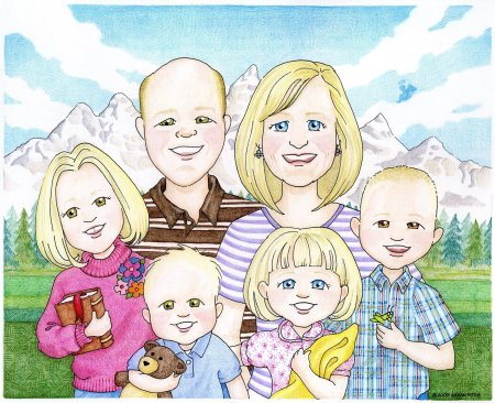 Рисование портрет семьи