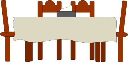 Стол со скатертью мультяшный