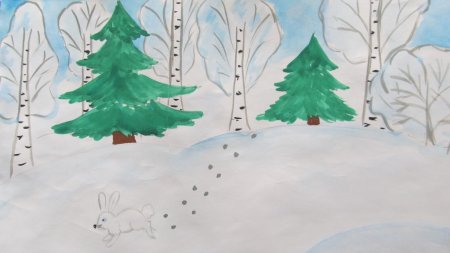Рисование зимний лес