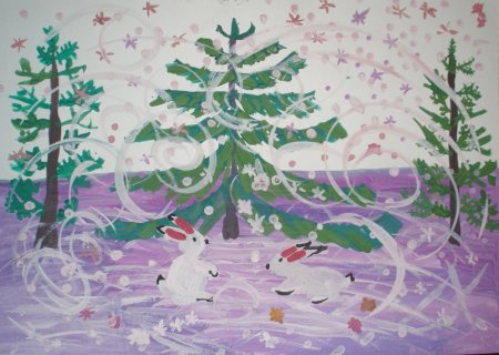 Зимний лес рисунок для детей