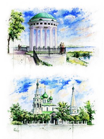 Архитектура Ярославля акварелью