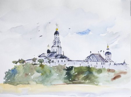 Тобольский Кремль акварелью