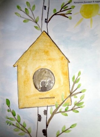 Рисование с детьми скворечник