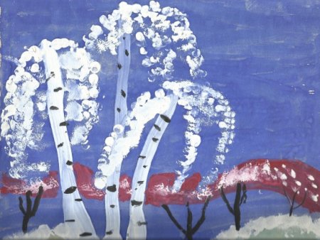 Рисование береза зимой в подготовительной группе