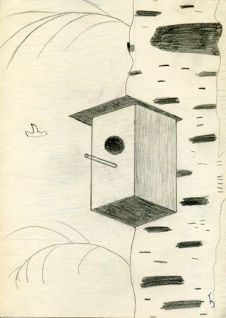 Рисование с натуры домиков для птиц