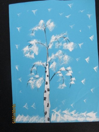 Рисование зимняя береза
