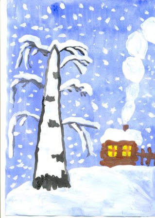 Рисование береза зимой в подготовительной группе