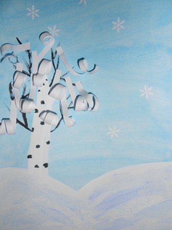 Рисование зимняя береза