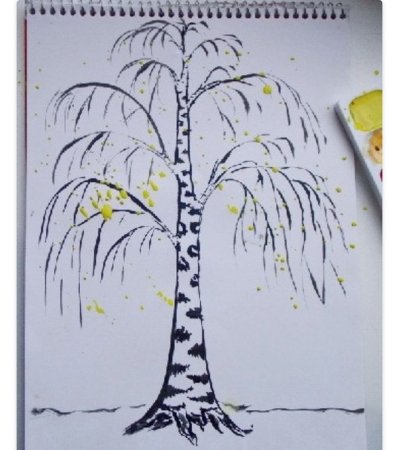 Рисование белая береза