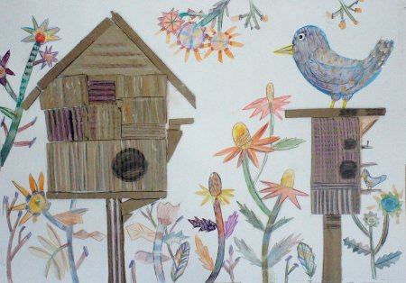 Рисование птички в скворечнике