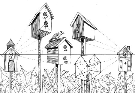 Скворечники дом для детей рисование
