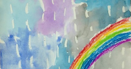 Рисование восковыми мелками и акварелью