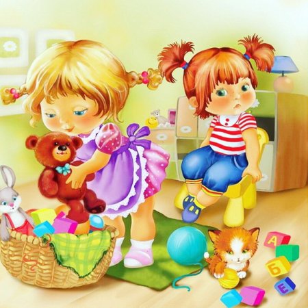 Дети убирают игрушки в детском саду