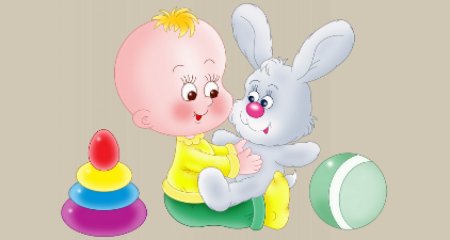 Мультяшный малыш с игрушкой