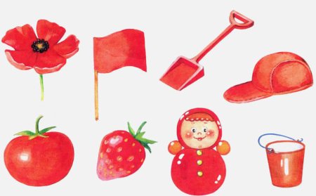 Предметы красного цвета для детей