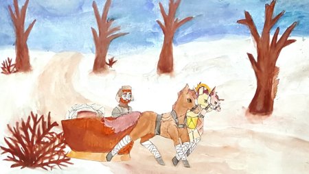 Зимняя дорога Пушкин рисунок