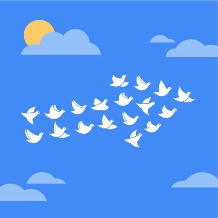 Мультяшное небо с птичками