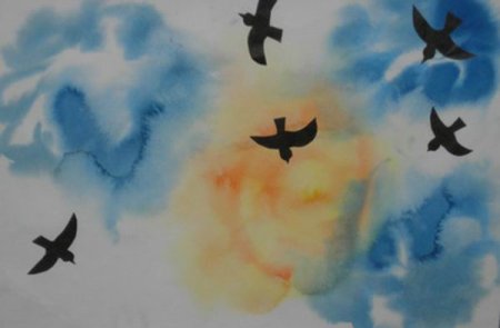 Нарисовать птицу в небе