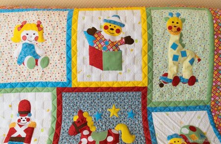 Детские одеяла пэчворк с аппликацией