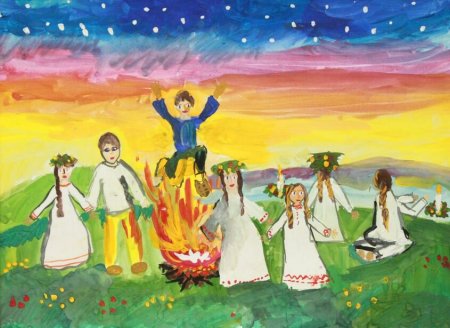 Народный праздник Иван Купала прыжки через костер