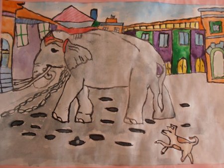 Иллюстрация к басне слон и моська