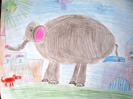 Рисование слон и моська