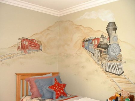 Динозавры на стене в детской