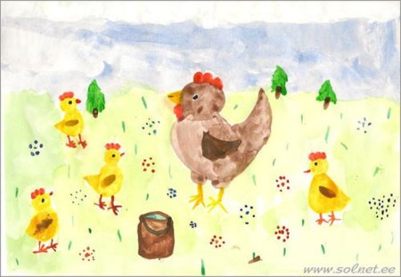 Рисование Курочка с цыплятами