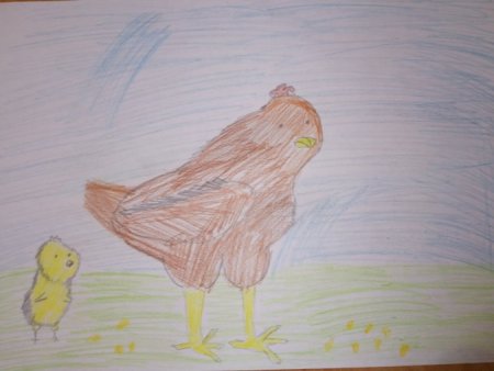 Рисование Курочка с цыплятами