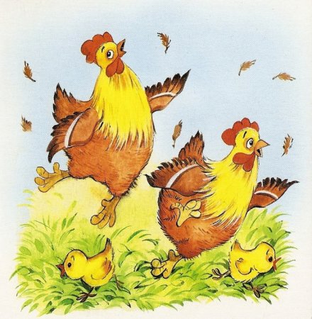 Курочка-хохлатка с цыплятами