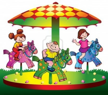 Дети на карусели иллюстрация