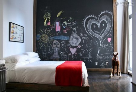 Грифельная стена в интерьере подростковой комнаты