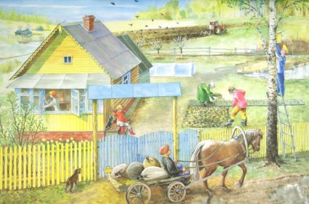 Картины дети в деревне