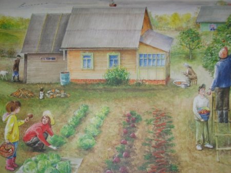 Картины дети в деревне