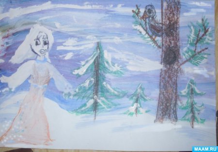Рисование красавица зима