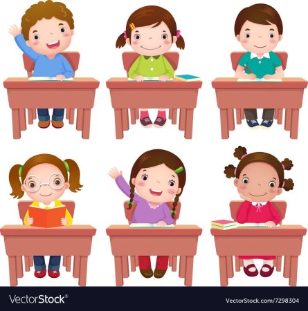 Дети за партой вектор