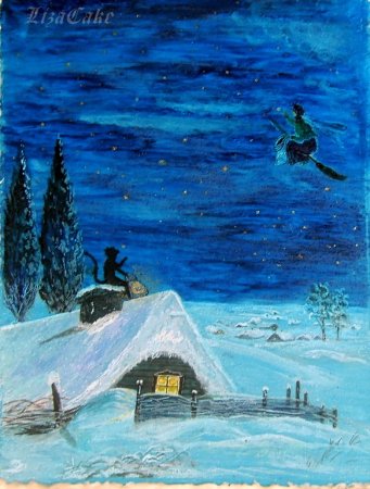 Рисунок на тему ночь перед Рождеством